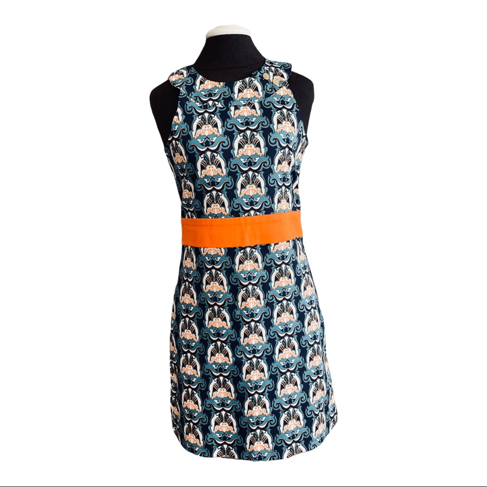 Tracy Negoshian Mulit-color Graphic Short Sleeveless Pattern Dress Size medium